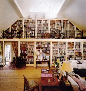 A picture of an impressive home library 