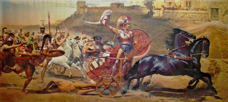 Achilles drags hector behind his chariot